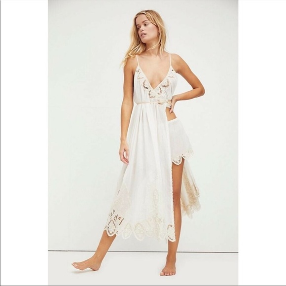 Free People Dresses & Skirts - NWT Free People Lydia Maxi Embroidered White Cream Boho Dainty Feminine Set Lg